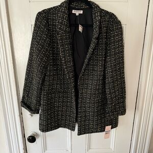 Nanette Lenore Tweed Black & Gold Open Blazer NWT